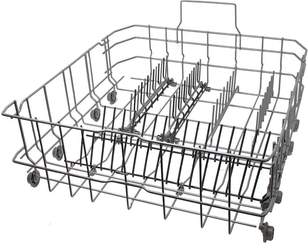 Upgraded 20000533 or 20007189 Dishwasher Lower Rack For Bosch - DWpartsco | Side-to-side rear folding tines, adjustable front tines, front ball-bearing wheels. No tools/assembly required. 21 5/8" D