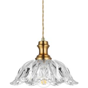 Gold Glass Pendant Lights, 10.6" 1-Light Vintage Hanging Light Fixtures with Flower Clear Glass, Antique Brushed Brass Pendant Lighting for Kitchen Island Sink Dining Room Gold Glass Pendant Lights, 10.6" 1-Light Vintage Hanging Light Fixtures with Flower Clear Glass, Antique Brushed Brass Pendant Lighting for Kitchen Island Sink Dining Room