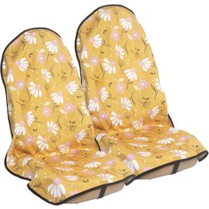Car Seat Cover Protector Front Seats, for Gym Workout, Running, Swimming, Beach and Hiking, Waterproof Sweat Towel Bucket Seat Covers for Cars SUV Trucks (Chamomile and Yellow, 2Pcs)