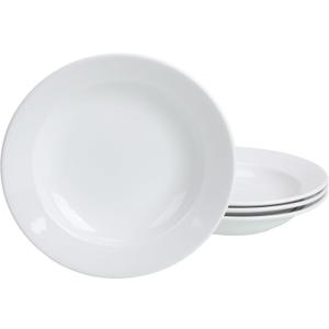 BIA Cordon Bleu Everyday Porcelain Rimmed Soup Bowls, Set of 4, 9" each, White