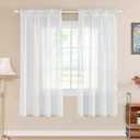 Turquoize Natural Linen Blended Curtain Panels Semi Sheer Curtains Light Filtering Linen Curtains Rod Pocket Linen Textured Drapes for Bedroom, Privacy Assured, 72 Inches Length (2 Panels, White)