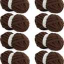 HOMBYS Dark Coffee Chunky Chenille Yarn for Crocheting, Bulky Thick Fluffy Yarn for Knitting,Super Bulky Chunky Yarn for Hand Knitting Blanket, Soft Plush Yarn, 8 Jumbo Pack (27 yds,8 oz Each Skein)