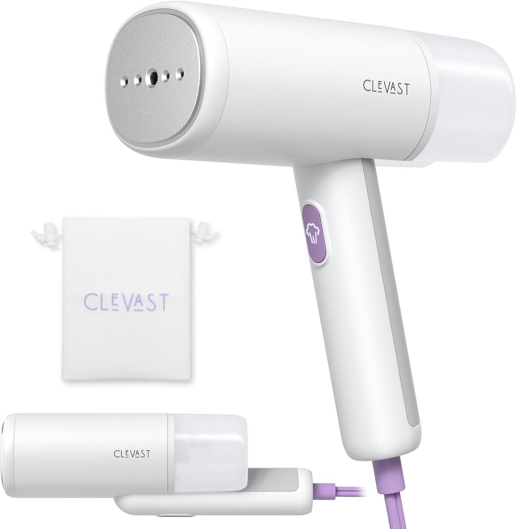 CLEVAST Steamer for Clothes - Portable Garment Steamer, Handheld Foldable Travel Size, Wrinkle Remover, 30-Second Fast Heat Up, 1000W Powerful Steam Output, 120V Only - S