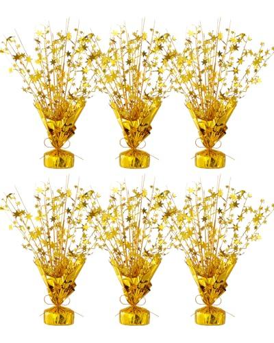 DIY Metallic Foil Spray Centerpiece Star Table Decoration, Gold Centerpieces for Tables Wedding Birthday Anniversary Graduation Christmas New Year Party Supplies Decor (6pc Gold)
