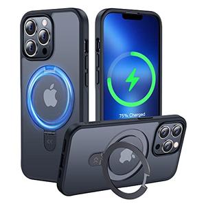 CASEKOO Designed for iPhone 13 Pro Case with Magnetic Invisible Stand [Military Drop Protection] [Compatible with MagSafe] Shockproof Slim Translucent Matte Pro Case 6.1 Inch, Black