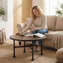 Industrial Large Round Wood Coffee Table for Living Room, Modern Farmhouse Center Table with Storage - Circular Wooden Coffee Tables