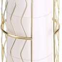 Decorative Metal Standing Toilet Tissue Holder for Bathroom/Powder Room, Compact Tissue Reserve for 3 Rolls of Toilet Paper Gold