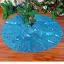 ShinyBeauty Mini Tree Skirt Teal Sequin Tree Skirt Turquoise 24Inch Christmas Tree Skirt Sparkly Aqua Xmas Tree Ornament Christmas Tree Skirt for Small/Slim/Pencil/Tabletop Trees