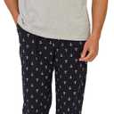 Keyocean Mens Pajama Set, Soft Cotton V-Neck Short-Sleeve T-Shirt & Pants Summer PJ Set for Sleeping L