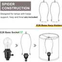 Tall Drum Lamp Shades Set of 2, Gray Lampshade for Table Lamp Floor Lamp, 10"Top x10" Bottom x 13"High, Replacement Lampshades Natural Linen Handcrafted, Spider, Harp Holders Included, Easy Assembly