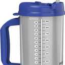 32 oz Double Wall Insulated Hospital Mug - Cold Drink Mug - Large Carry Handle - Includes Straw (1, Blue)