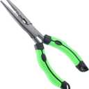 Hikary Long Nose Fishing Pliers, Stainless Steel Hook Remover Braid Cutter Rustproof Multi-Tool Fishing Gripper for Freshwater Saltwater (Green-9inch)