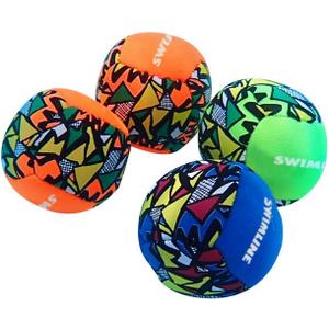 Swimline Neoprene Covered Dive Squishy Balls Toys 4-Pack Weighted Catch and Retrieval Game for Swimming Pool & Bath Tub for Kids Multi Color Rings Underwater Dive Practice Education Learn