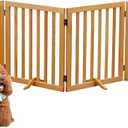 Dog Gates Wooden Pet Gate Indoor Dog Fence for The House,Collapsible Wood Dog Gates for Stairs,Freestanding Dog Gate for Doorways,House Pet Gate for Dogs,23.6" Height-4 Panels Dog Gate