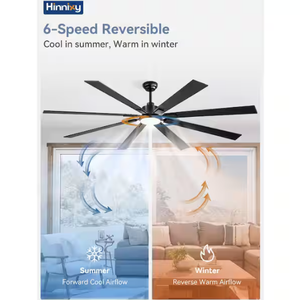 HINNIXY 80 in. Indoor/Outdoor Matte Black 3-Colors LED 6-Speeds Large Ceiling Fan w/ Dual-Finish Blades and Light and Remote ZMF80JYBK11HD - The Home Depot