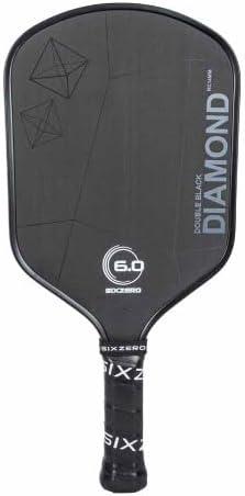 Six Zero Double Black Diamond Control Pickleball Paddle | Raw Carbon, Flared Design & Multiple Sizes