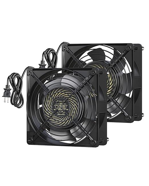 DEWENWILS 2 Pack 120V AC Fan, Waterproof Exhaust Fan 120mm, 18W 2850RPM 90CFM, DIY Cooling Fan for Refrigerator, Computer Case, Compressor Engine, Generator, UL Listed