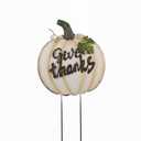 Linfevisi Fall Decor Outdoor Pumpkin Stakes Yard Signs Metal Garden Stake Stacked Pumpkins Lawn Ornaments Yard Art Outside Decorations Autumn Harvest for Thanksgiving Porch Patio 18.5 Inch (White)