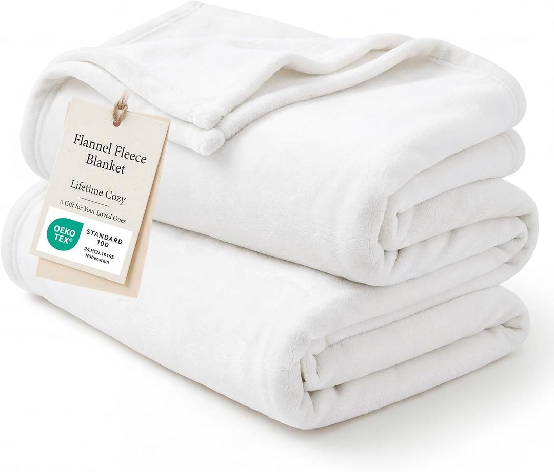 Bedsure GentleSoft Fleece Blanket California King White - Lightweight Plush Fuzzy Cozy Soft Bed Blankets, 102x96 inches