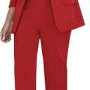 luvamia Women's Two Piece Sets Pants Suits Dressy Business Casual Outfits Professional Blazer Pantsuits Set Work Office (XX-Large, Red)