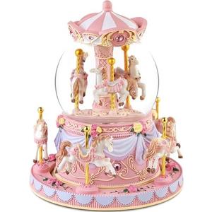 Carousel Snow Globe Birthday Gift for Girls Daughter, Carousel Music Box Plays You are My Sunshine, Upgraded Merry Go Round Carousel Horse Gifts for Mom Friend Sister Women