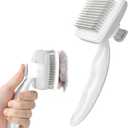 Pecute Self-Cleaning Slicker Brush for Dogs, Cats, Lightweight Dog Brush for Shedding Massaging Grooming, Cat Brush Gently Removes Loose Fur Undercoat for Small Dogs Cats Rabbits of All Hair Types (Medium, Gray)