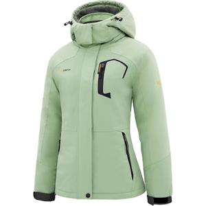 GEMYSE Women's Ski Snow Jacket Warm Winter Waterproof Coat Snowboard Rain Jacket Hooded Windproof Windbreaker M