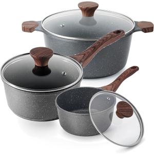 SENSARTE Nonstick 2 + 2.5 Quart Saucepan with Lid and 4.5 Quart Stockpot with Lid