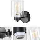 Metal Sconces Wall Lighting with Clear Glass Shade,Bathroom Black Vanity Light Matte Black Wall Sconce, Matte Black Vanity Lights for Bathroom, Modern Wall Light Fixtures