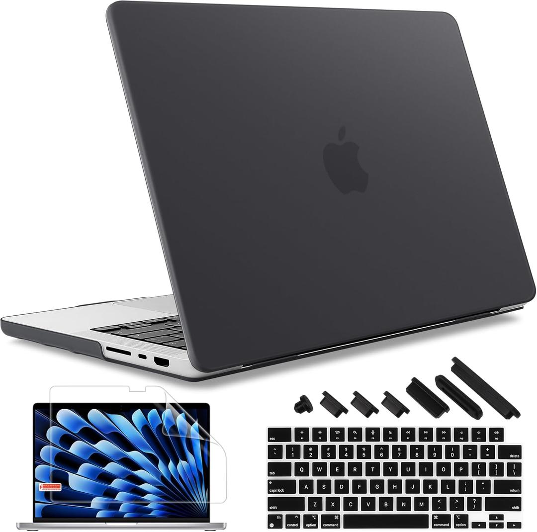 May Chen Case for MacBook Pro 14 inch, A2442 A2779 A2918 A2992 A3401 A3185 A3112 A3434, M1 M2 M3 M4 M5 (2021-2025 Release), Plastic Hard Shell Case with Keyboard Cover, Black