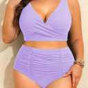 Holipick Two Piece Plus Size Swimsuits for Women High Waisted Bikini Tummy Control Bathing Suits Twist Front Swimwear