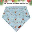 PTDECOR Christmas Dog Bandana, Santa and Deer Design Reversible Holiday Pet Scarf, Premium Durable Fabric, Red Blue Triangle Christmas Bandanas for Small Dogs Pets (Small)