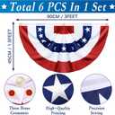 6 Pack 1.5 X 3 Feet American Bunting Flag USA Pleated Fan Flag 4th of July Decorations Memorial Day Patriotic 100% Polyester Half Fan Banner Fourth July Independence Day Outdoor Indoor Decor