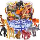 Yeonha Toys 60 Piece Mini Zoo Animal Toy with Gift Box, Realistic Small Plastic Animal Figure Sensory Bins, Jungle Party Favors, Cupcake Topper, School Education, Birthday Gifts for Kids Toddlers