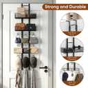 Purse Organizer, Bag Organizer for Closet Door, Over The Door Hanging Handbag Storage Rack with Adjustable 12 Metal Hooks & 2 Baskets, Foldable, No Tools Installation