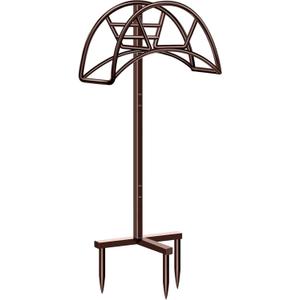 TomCare Garden Hose Holder Detachable Metal Water Hose Holder Hose Hanger Heavy Duty Free Standing Hose Storage Stand for Outside, Brown