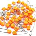 GTONEE Cute Safety Pins Secure Clips for Fastening Baby Clothes Diaper Napkins Stainless Steel Size L 5.3CM 50PCS Orange