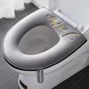 2 Pieces Thicker Bathroom Soft Toilet Seat Cover Pad with Handle Toilet Lid Cover Cushion Soft Thicker Washable Fits All Oval Toilet Seats Gray