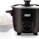 DASH Mini Rice Cooker Steamer with Removable Nonstick Pot, Keep Warm Function & Recipe Guide, One Half Quart, for Soups, Stews, Grains & Oatmeal - Black