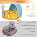 Peradix Paddling Pool for Kids & Pets, Kids Ball Pit Tent 3 in 1, Pop Up Wading Pool Tent with UV Protection Sunshade Canopy Basketball Hoop, Portable Beach Backyard Toys for Indoor Outdoor Activity