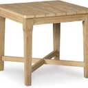 Signature Design by Ashley Outdoor Eucalyptus Carter Hall Patio End Table, Beige (Linen)