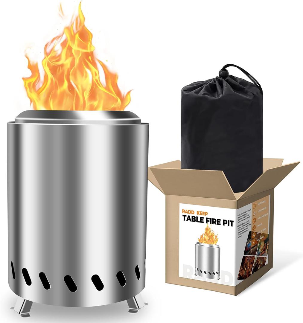 Tabletop Fire Pit - Smokeless 6 Inch Table Top Firepit for Outside Small Portable Fire Pits with Carry Bag Mini Pellet Stove for Camping Backyard Patio Garden Picnic