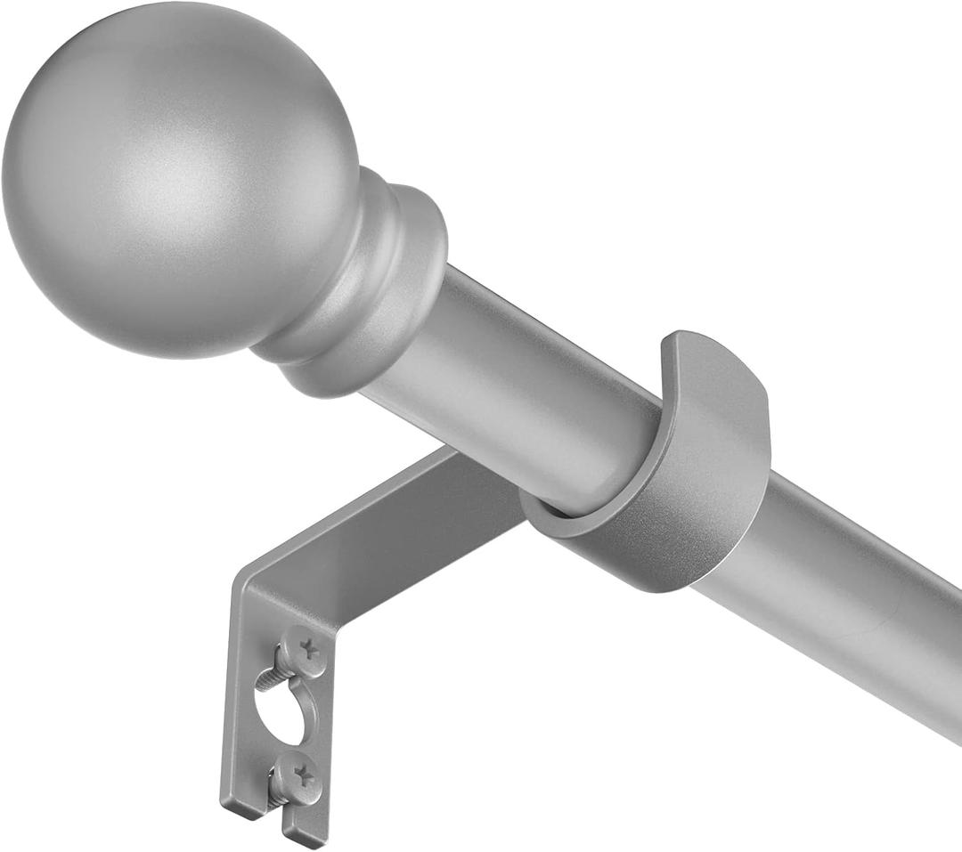 Curtain Rods for Window 32 and 48, Silver 5/8 inch Splicing Single Window Curtain Rod Set with Brackets