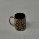 Large 24 oz Ceramic Coffee Mug with Handle, Vintage Floral Coffee Cup, Extra Big Tea Cup for Office and Home, Dishwasher and Microwave Safe, Khaki with Red Flower