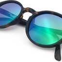 J+S Hali Small Round Polarized Sunglasses for Women Men | Spring Hinge Frame | Polarized 100% UV 400 | Medium-Small Fit
