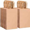 OUTUXED 150pcs Brown Paper Gift Bags, 5.25x3.2x8in Small Paper Bags with Handles Bulk for Shopping, Birthday, Wedding, Merchandise and Business Party (Kraft)