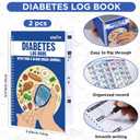 chiazllta Blood Sugar Tracking Set with 2 PCS Diabetes Log Book & 1 Diabetes Food Chart & 1 Meal Planner Spiral Bound Blood Glucose Log Book with Food & Blood Sugar Journal Diabetic-Friendly Recipes