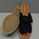 LONDON FOG Womens Heidi Espadrille Wedge Sandals with Knotty Bow Detail (10, True Black)