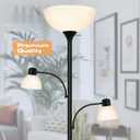 Luvkczc Floor Lamps for Living Room, 72" Tall Torchiere Floor Lamp with 8W Adjustable Reading Lights, Industrial Lamps for Living Room, Bedroom, Office, Black Tree Floor Lamp3 Bulbs Included