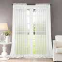 Dreaming Casa Solid Sheer Curtains Draperies White Rod Pocket 2 Panels 52" W x 108" L
